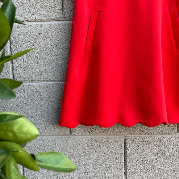 FEW MODA Red Scalloped Lace Up Waist Scalloped A Line Sleeveless Mini Dress M - Picture 5 of 7